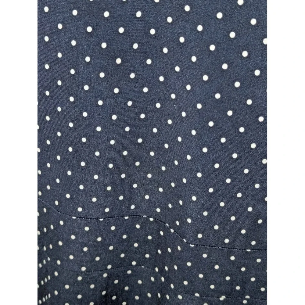 Not Available Christopher & Banks Navy Blue Polka Dot Sleeveless A-Line‎ Midi